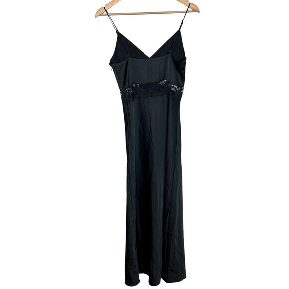Abercrombie & Fitch Lace and Satin Slip Midi Dress Black Womens Small Tall - Picture 2 of 9